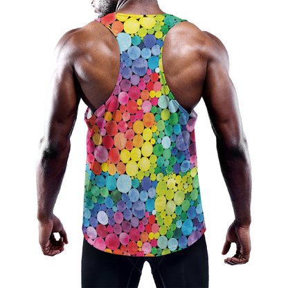 Watercolor Rainbow Pattern Print Training Tank Top