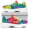 Watercolor Rainbow Pattern Print White Chunky Shoes
