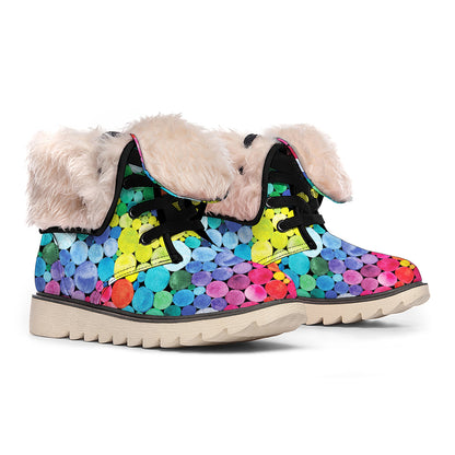 Watercolor Rainbow Pattern Print Winter Boots