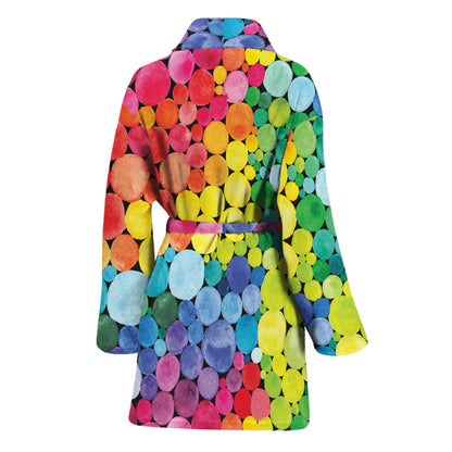 Watercolor Rainbow Pattern Print Women's Bathrobe