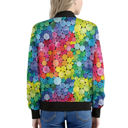 Watercolor Rainbow Pattern Print Women's Bomber Jacket