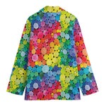 Watercolor Rainbow Pattern Print Women's Cotton Blazer