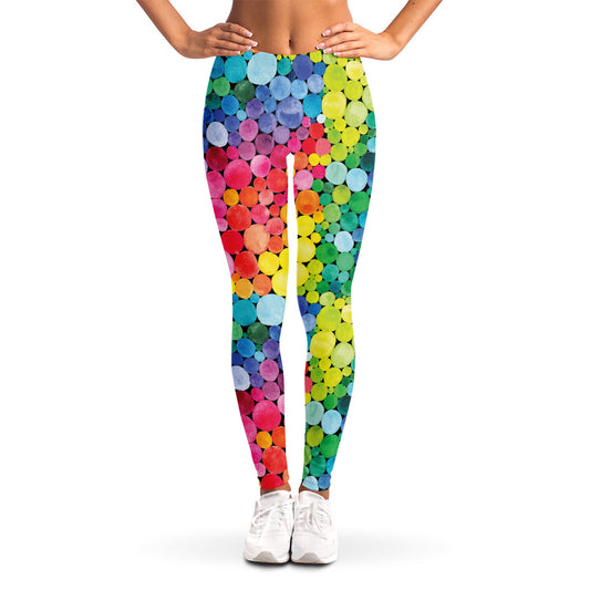 Watercolor Rainbow Pattern Print Women's Leggings