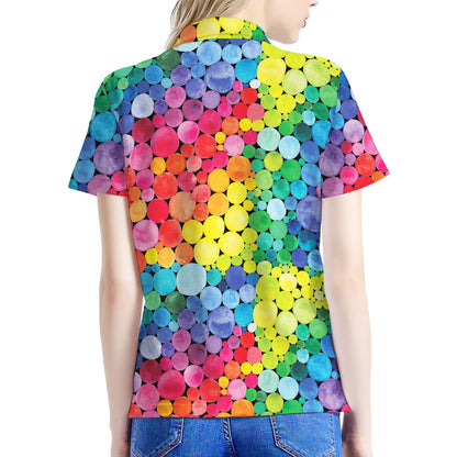 Watercolor Rainbow Pattern Print Women's Polo Shirt
