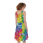 Watercolor Rainbow Pattern Print Women's Sleeveless Dress