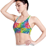 Watercolor Rainbow Pattern Print Women's Sports Bra