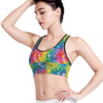 Watercolor Rainbow Pattern Print Women's Sports Bra