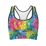 Watercolor Rainbow Pattern Print Women's Sports Bra