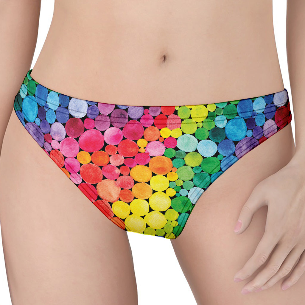 Watercolor Rainbow Pattern Print Women's Thong