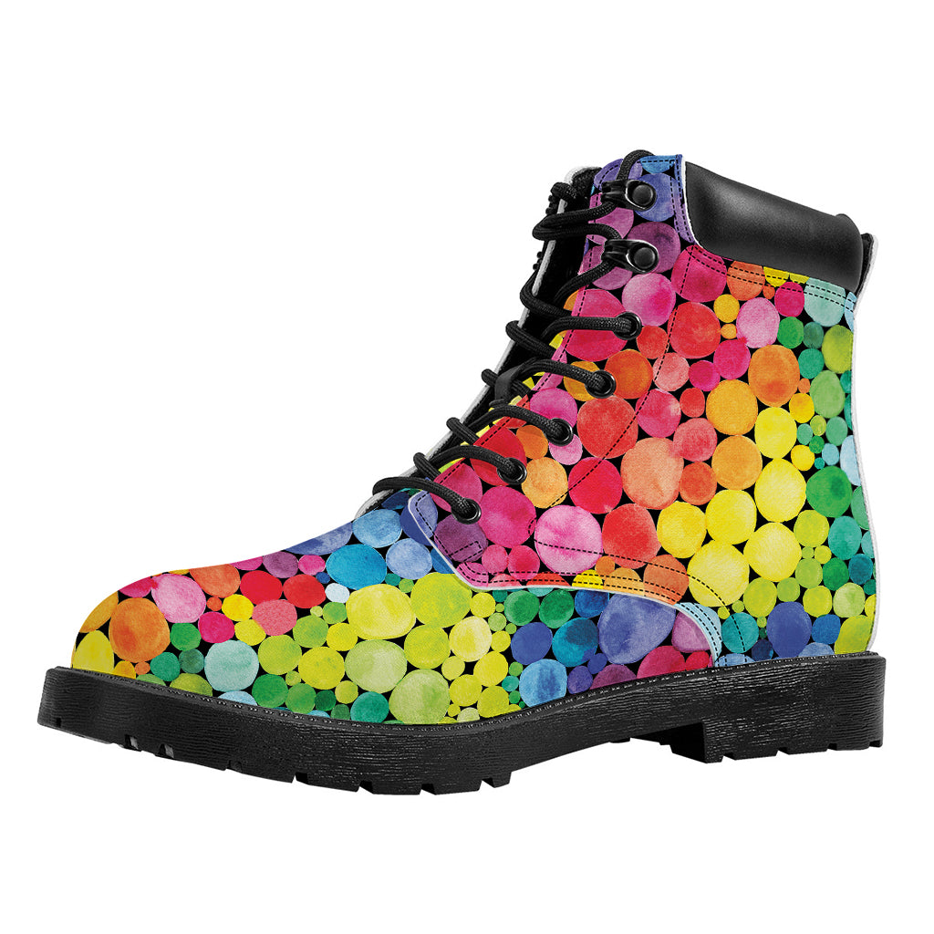 Watercolor Rainbow Pattern Print Work Boots