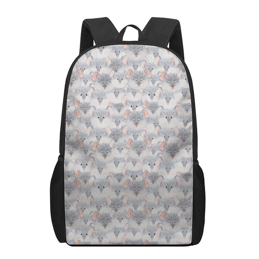 Watercolor Rat Pattern Print 17 Inch Backpack