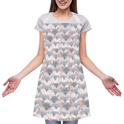 Watercolor Rat Pattern Print Adjustable Apron