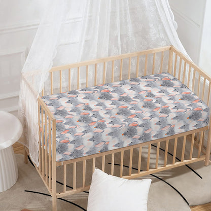Watercolor Rat Pattern Print Baby Crib Sheet