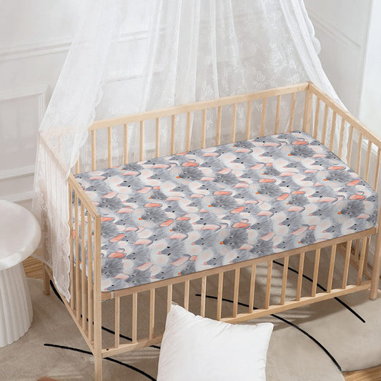 Watercolor Rat Pattern Print Baby Crib Sheet