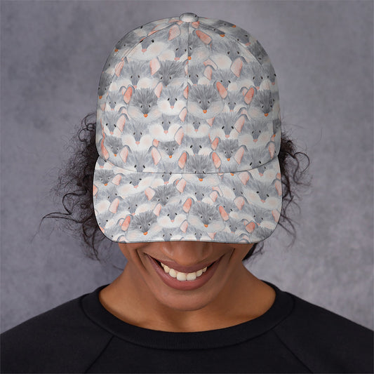 Watercolor Rat Pattern Print Baseball Cap