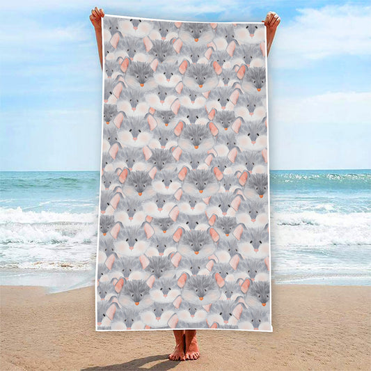Watercolor Rat Pattern Print Beach Towel