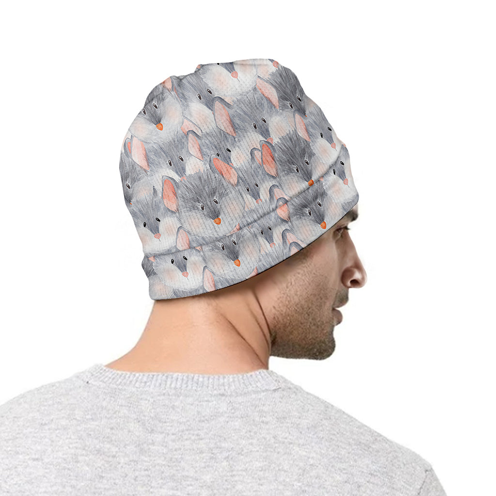 Watercolor Rat Pattern Print Beanie