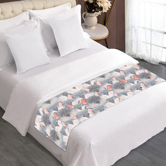 Watercolor Rat Pattern Print Bed Runner