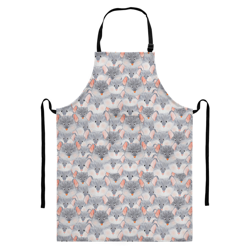 Watercolor Rat Pattern Print Bib Apron With Pocket