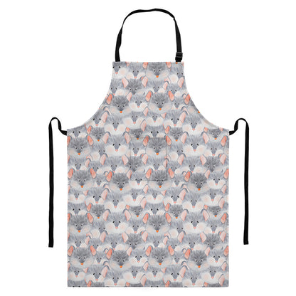 Watercolor Rat Pattern Print Bib Apron With Pocket