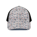 Watercolor Rat Pattern Print Black Mesh Trucker Cap