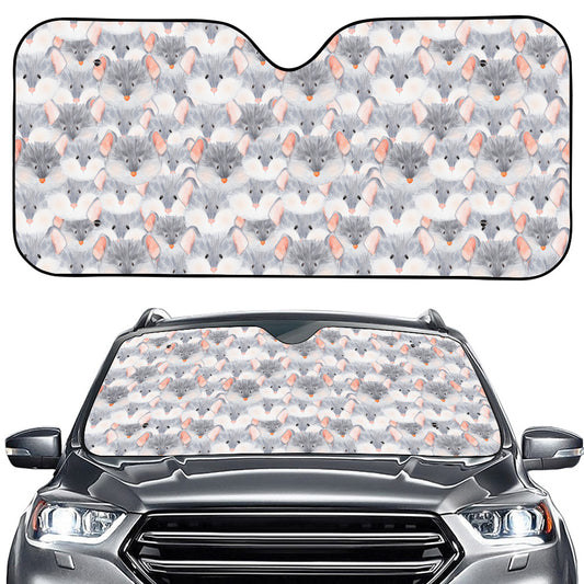 Watercolor Rat Pattern Print Car Windshield Sun Shade