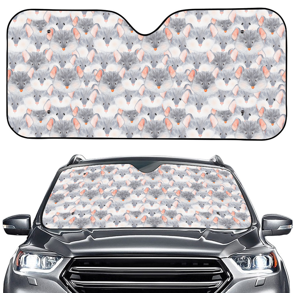 Watercolor Rat Pattern Print Car Windshield Sun Shade