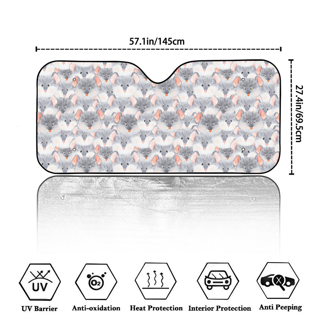 Watercolor Rat Pattern Print Car Windshield Sun Shade