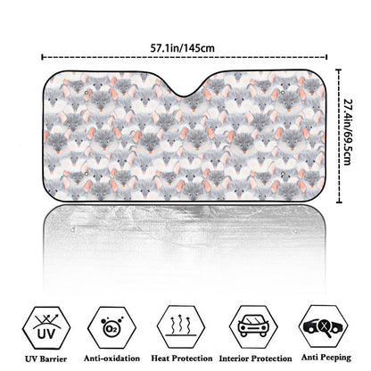 Watercolor Rat Pattern Print Car Windshield Sun Shade
