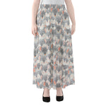 Watercolor Rat Pattern Print Chiffon Maxi Skirt