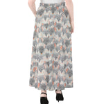 Watercolor Rat Pattern Print Chiffon Maxi Skirt