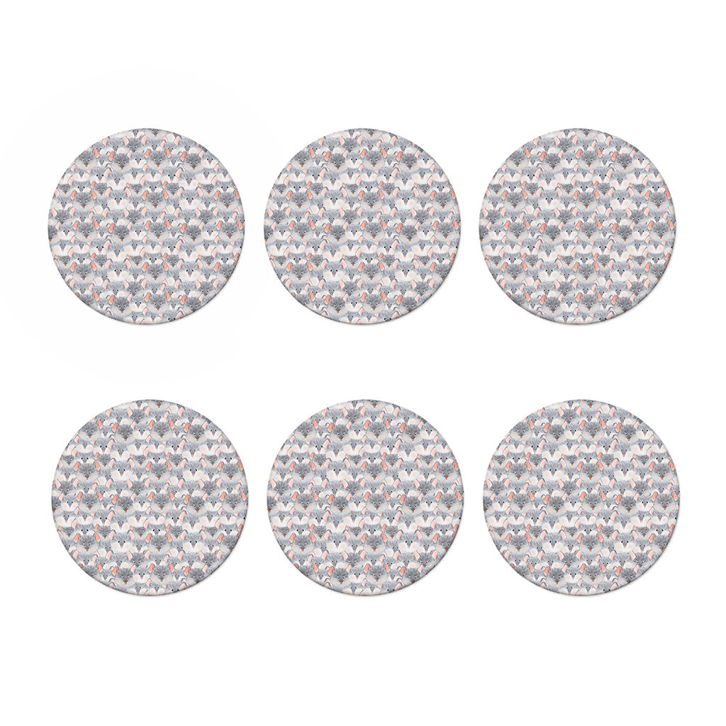 Watercolor Rat Pattern Print Coaster Set