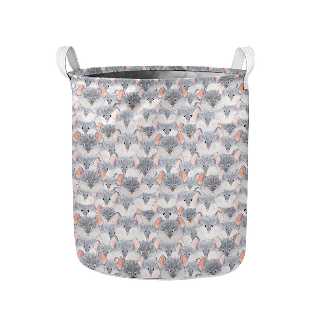 Watercolor Rat Pattern Print Collapsible Laundry Basket
