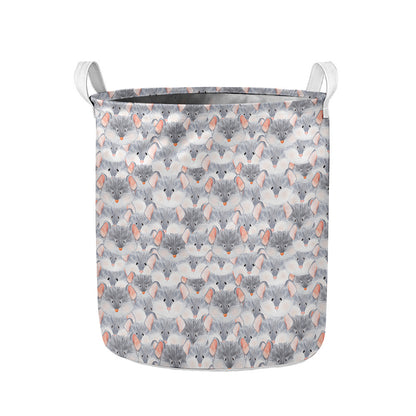 Watercolor Rat Pattern Print Collapsible Laundry Basket