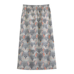 Watercolor Rat Pattern Print Cotton Front Slit Maxi Skirt