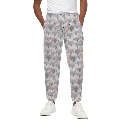 Watercolor Rat Pattern Print Cotton Pants