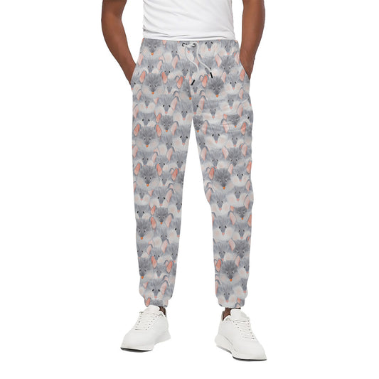 Watercolor Rat Pattern Print Cotton Pants