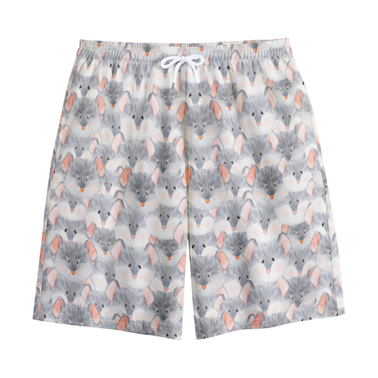 Watercolor Rat Pattern Print Cotton Shorts