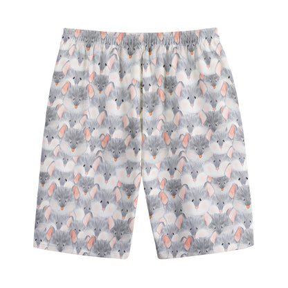 Watercolor Rat Pattern Print Cotton Shorts