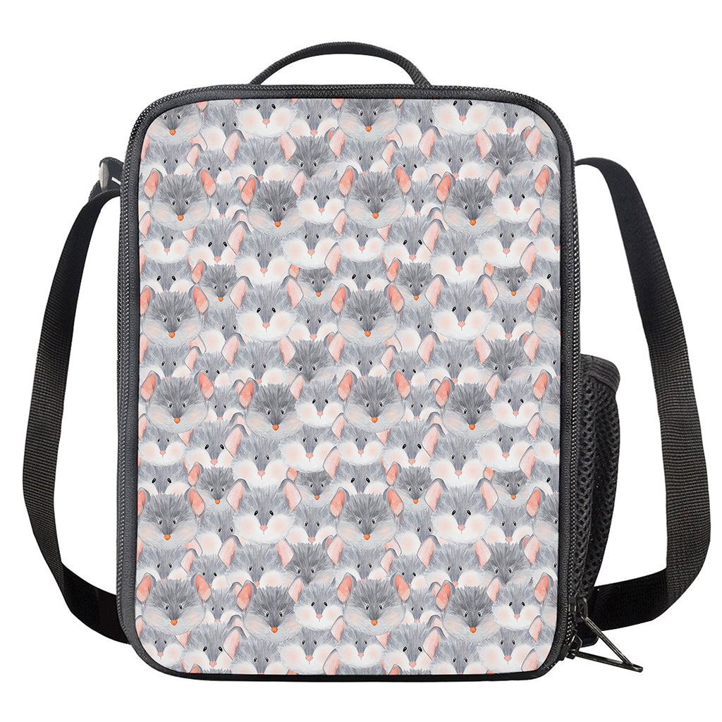 Watercolor Rat Pattern Print Crossbody Lunch Bag