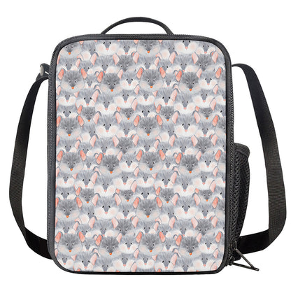 Watercolor Rat Pattern Print Crossbody Lunch Bag