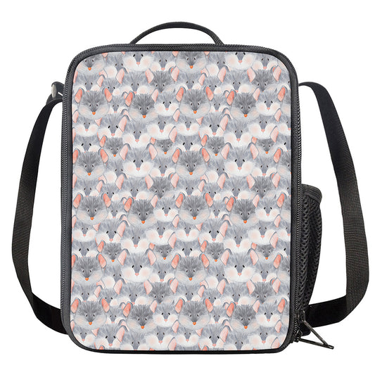 Watercolor Rat Pattern Print Crossbody Lunch Bag