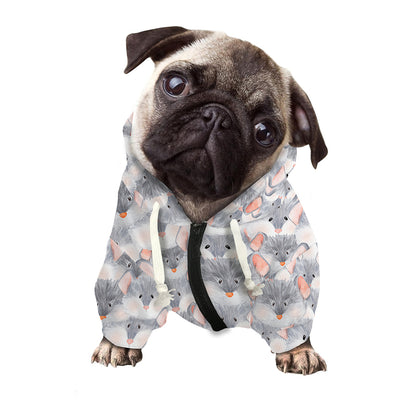 Watercolor Rat Pattern Print Dog Zip Up Hoodie