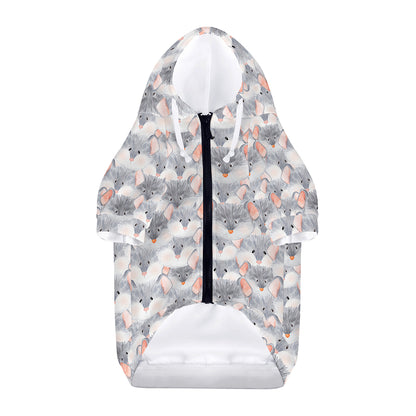Watercolor Rat Pattern Print Dog Zip Up Hoodie