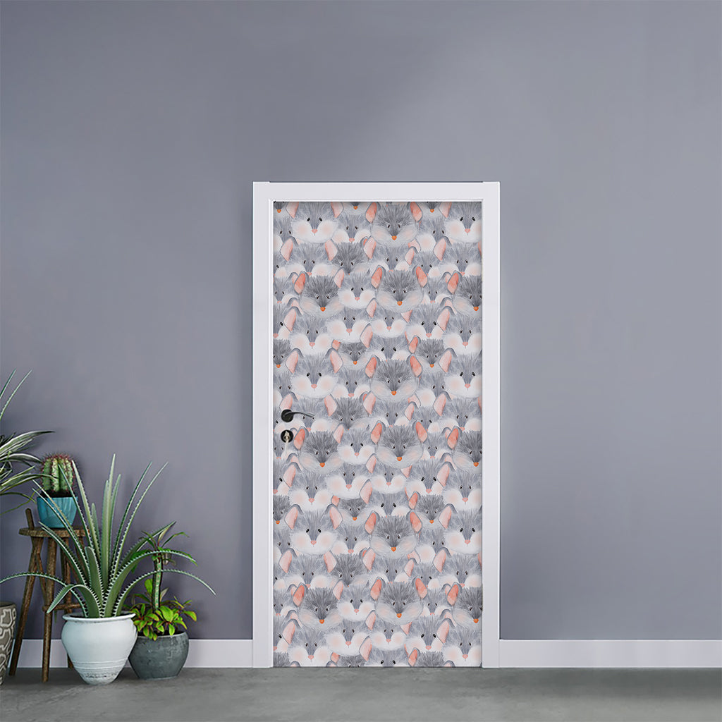 Watercolor Rat Pattern Print Door Sticker