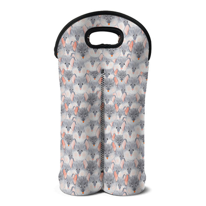 Watercolor Rat Pattern Print Double Neoprene Wine Tote