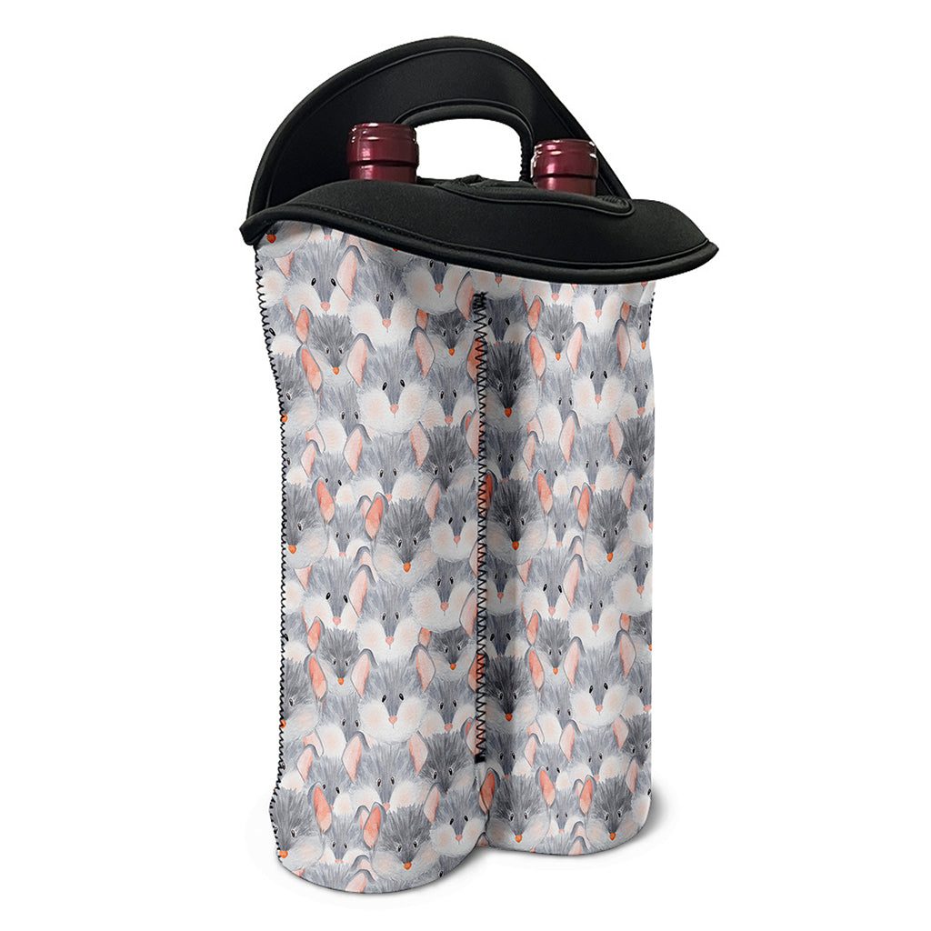 Watercolor Rat Pattern Print Double Neoprene Wine Tote