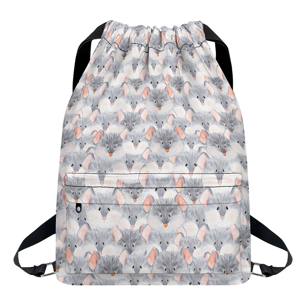 Watercolor Rat Pattern Print Drawstring Backpack
