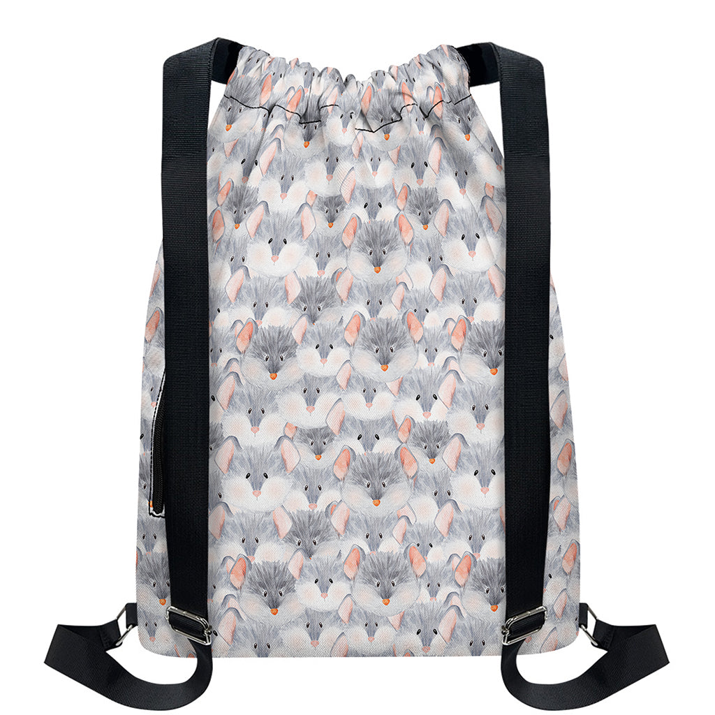 Watercolor Rat Pattern Print Drawstring Backpack