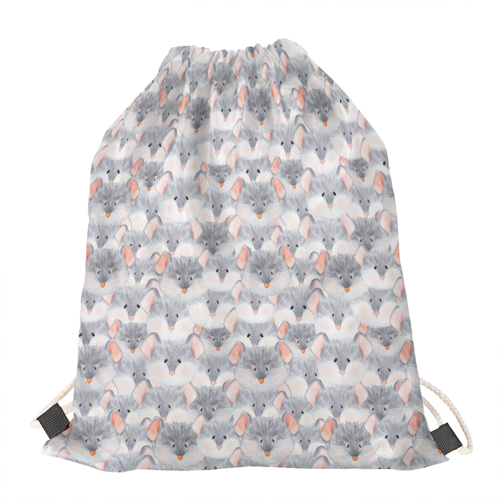 Watercolor Rat Pattern Print Drawstring Bag